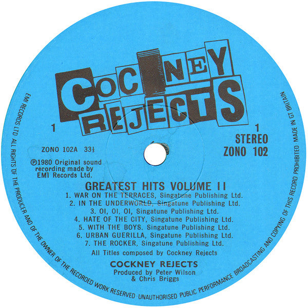 Cockney Rejects : Greatest Hits Vol. II (LP, Album)