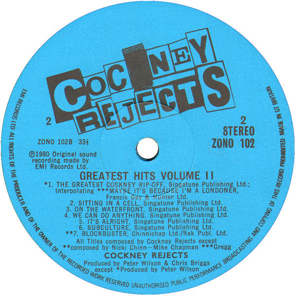 Cockney Rejects : Greatest Hits Vol. II (LP, Album)