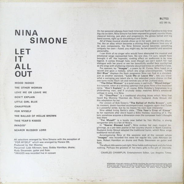 Nina Simone : Let It All Out (LP, Album, Mono)