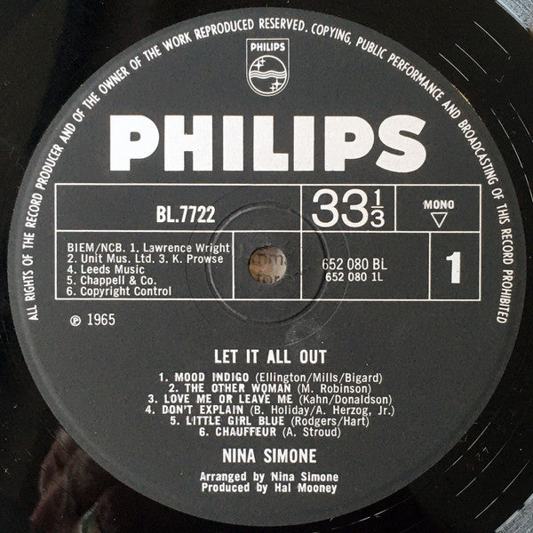 Nina Simone : Let It All Out (LP, Album, Mono)
