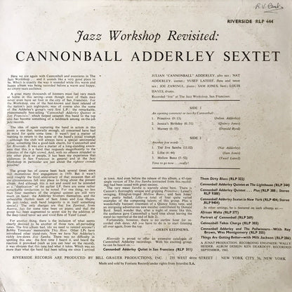 Cannonball Adderley Sextet : Jazz Workshop Revisited (LP, Album, Mono)