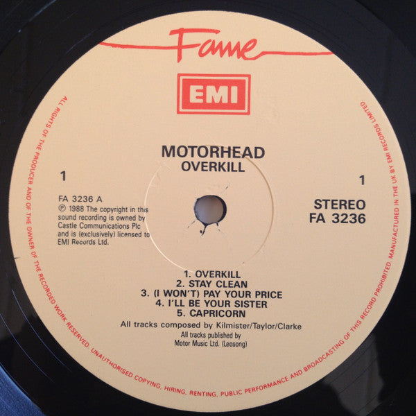 Motörhead : Overkill (LP, Album, RE)