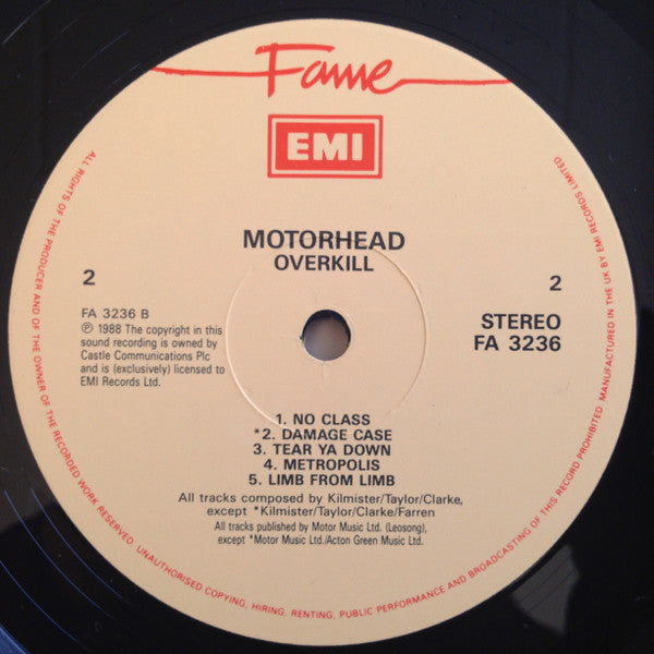 Motörhead : Overkill (LP, Album, RE)