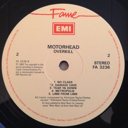 Motörhead : Overkill (LP, Album, RE)