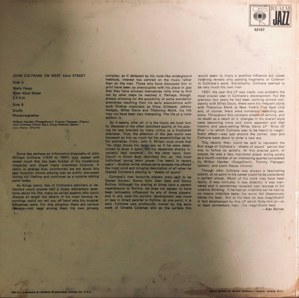 John Coltrane : On West 42nd Street (LP, Album, Mono, RE)