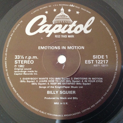 Billy Squier : Emotions In Motion (LP, Album)