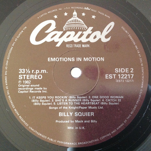 Billy Squier : Emotions In Motion (LP, Album)
