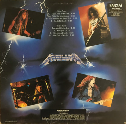 Metallica : Ride The Lightning (LP, Album, Whi)