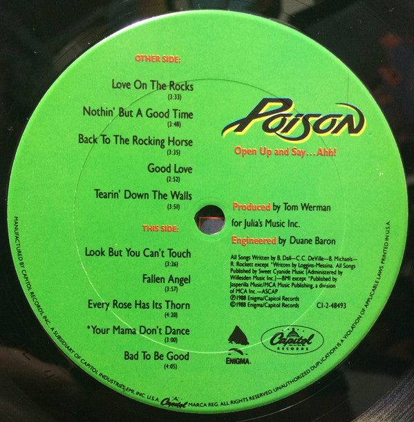 Poison (3) : Open Up And Say ...Ahh! (LP, Album, Club, Cen)