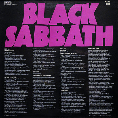 Black Sabbath : Master Of Reality (LP, Album, RE)