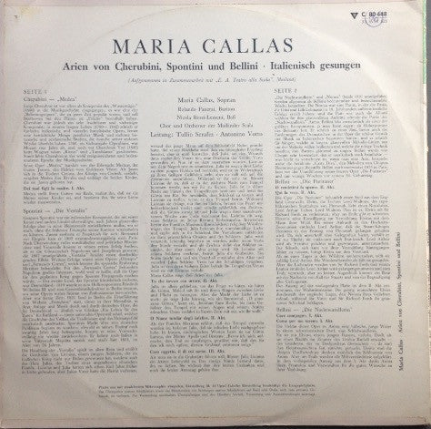 Maria Callas : Arien Von Cherubini, Spontini Und Bellini (LP, Comp)