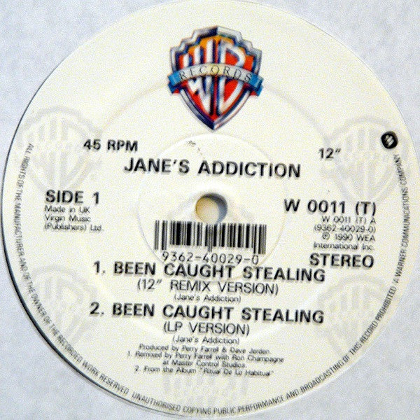 Jane's Addiction : Been Caught Stealing (12" + Box, Ltd)